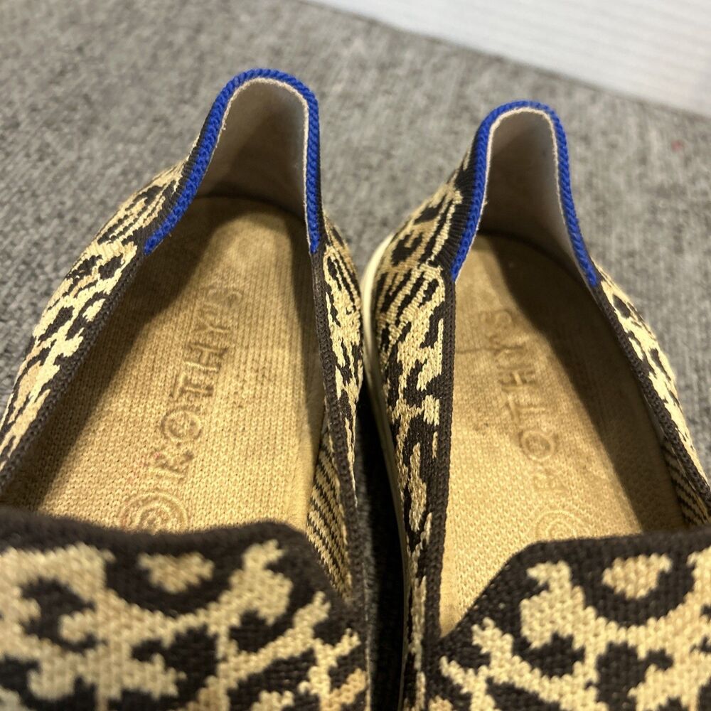 Rothys Shoes Women's 8.5 Slip On The Sneaker Animal Print Knit Cheetah Camo Cat - Picture 10 of 13